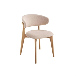Ellinor spisebordsstol - Massiv eg naturolie - Beige stof
